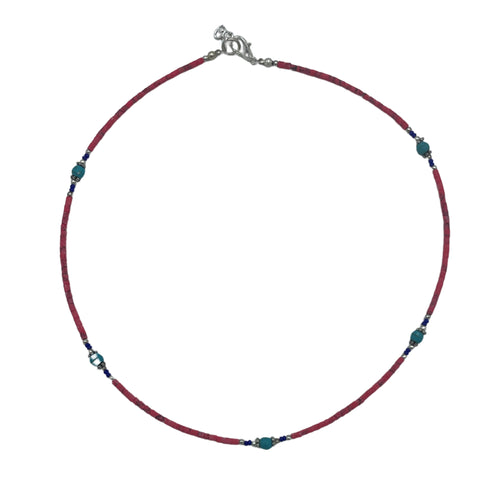Pink Coral & Turquoise Beads Extra Fine Gem Necklace