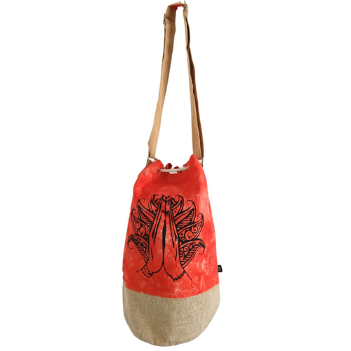 Orange Stonewash Namaste Hand All Natural Backpack