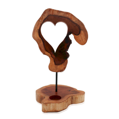 Wooden Heart Candle Holder