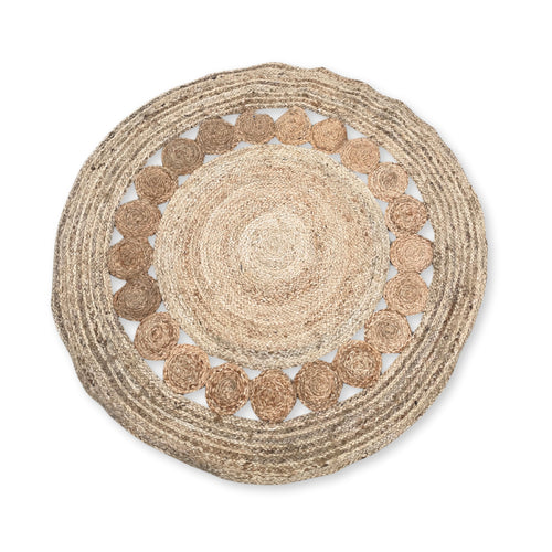 Large Round Circles Inside Jute and Recycled Cotton Rug