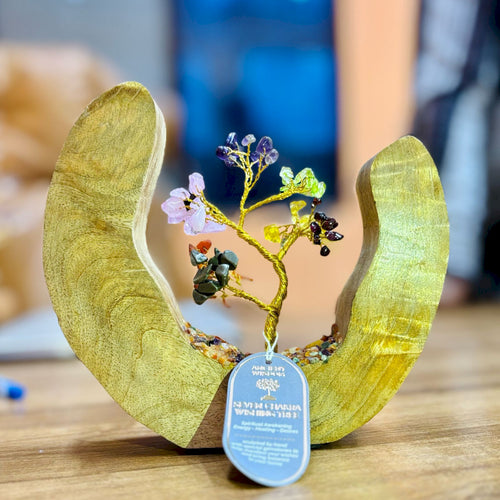 Seven Chakra Gemstone Tree Garden in Mango Wood Open Ring