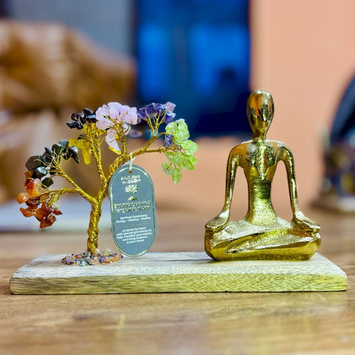Seven Chakra Gemstone Yoga Garden Tilted Tree - Mudra Pose