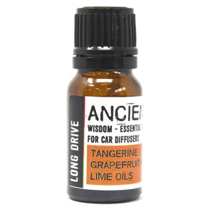 Aromatherapy Car Blend - Long Drive  Use this aromatherapy car blend with any or our car diffusers.  This bright, zesty, refreshing blend of Tangerine, Grapefruit and Lime essential oils will not only keep your car feel fresh and clean but may also help increase your energy, enhance mood and keep you concentrated on those long everyday travels.