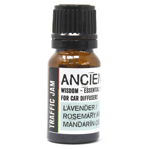 Aromatherapy Car Blend - Traffic Jam.  Use this aromatherapy car blend with any or our car diffusers.  If you are feeling overwhelmed with everyday busy traffic, or are looking to increase your focus or motivation to help you drive safely, this beautiful blend of sweet Lavender,  herbal scent of Rosemary and citrus-fresh Mandarin essential oil may be a great choice.