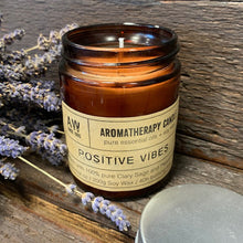 Load image into Gallery viewer, Positive Vibes Aromatherapy Candle.  Made with 100% pure Clary Sage and Peppermint essential oil  These Vegan Aromatherapy Candles are made with Pure Essential Oils and Natural Soy Wax.