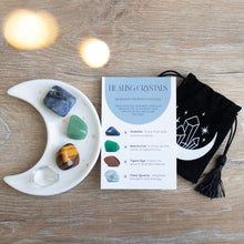 Load image into Gallery viewer, Success Healing Crystal Set With Moon Trinket Dish
